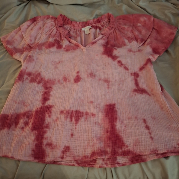 Cynthia Rowley Women's Pink Tie Dye Blouse - Picture 3 of 7